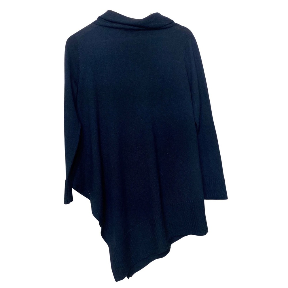 Eileen Fisher Black 100% Merino Wool Funnel Neck Asymmetrical Tunic Sweater S/P - Picture 5 of 5